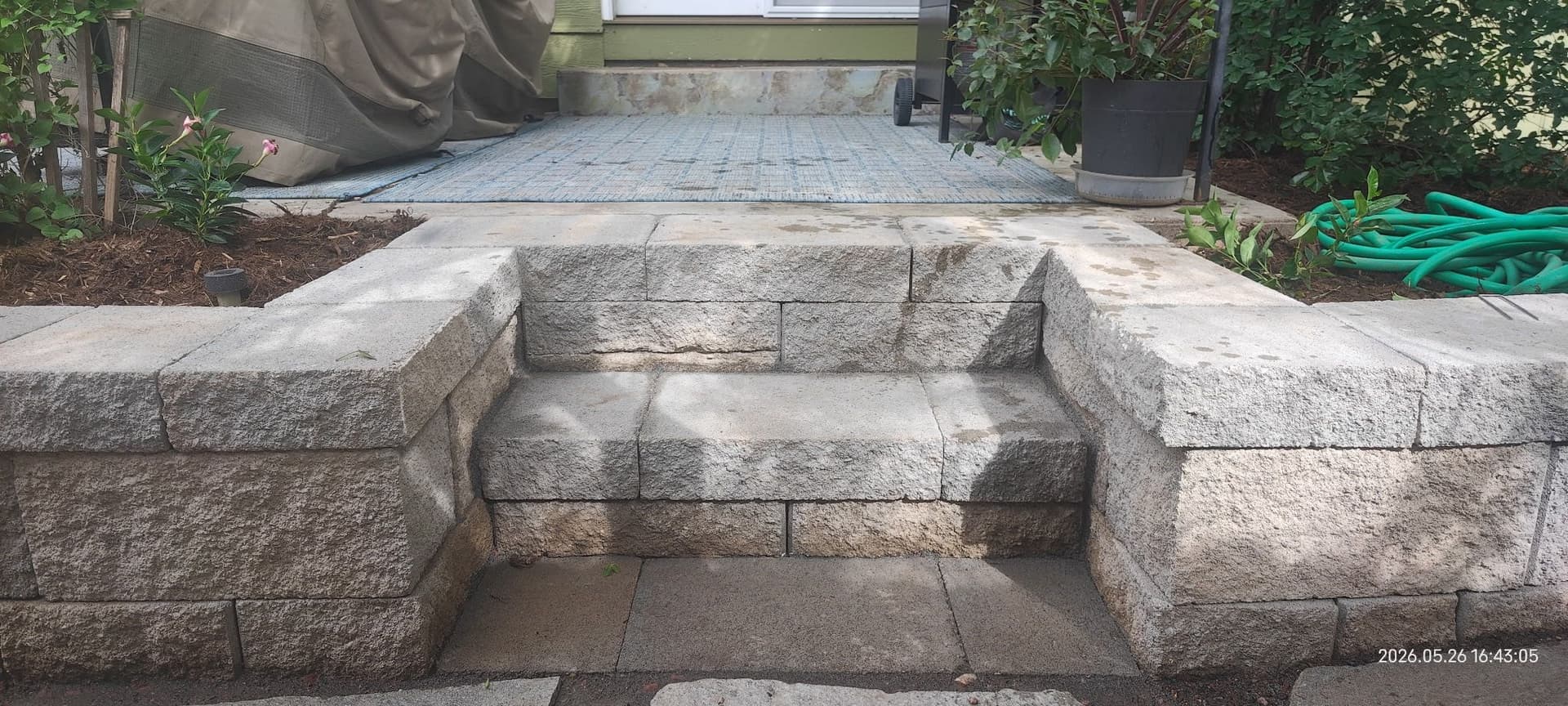 Gallery photos for Retaining Wall, Flagstone Walkway and Cobblestone Edging Done Right: Image #1